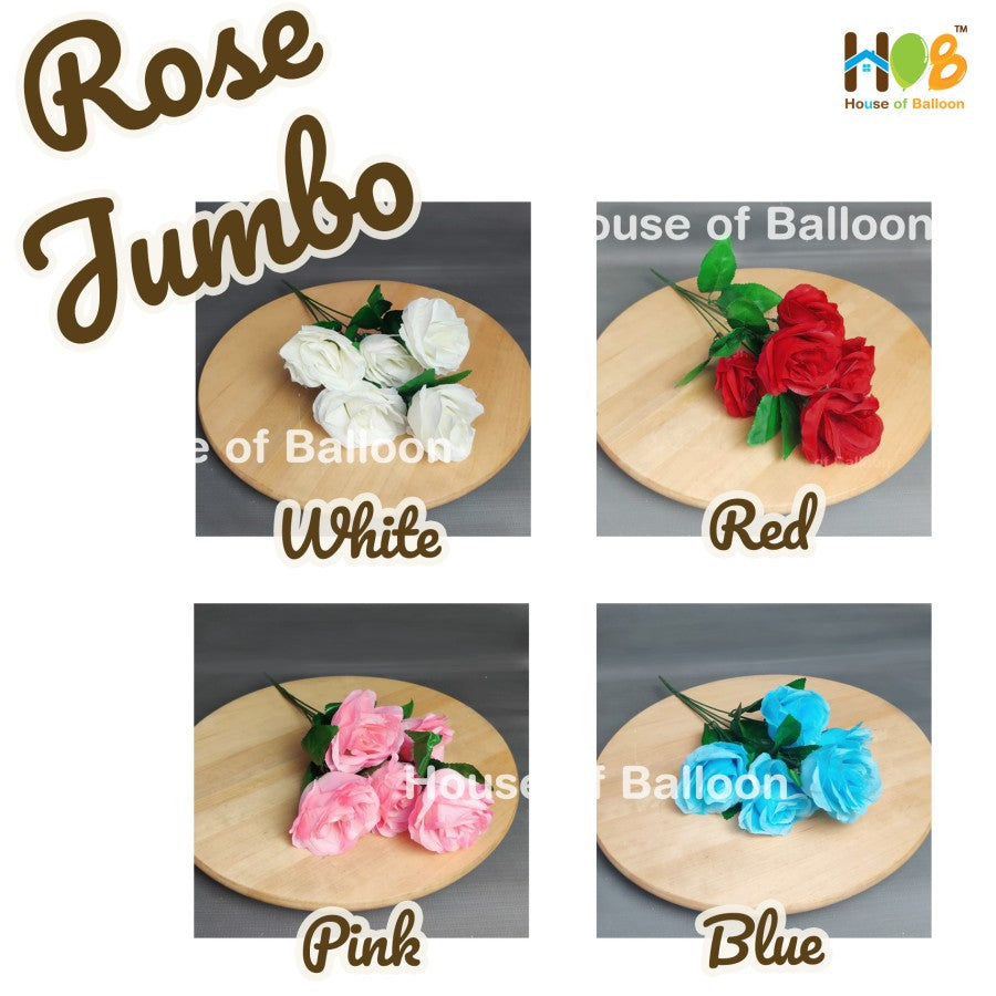 Bunga Artificial Rose Jumbo Bunga Plastik Artificial Flower 5 Kuntum Kuncup