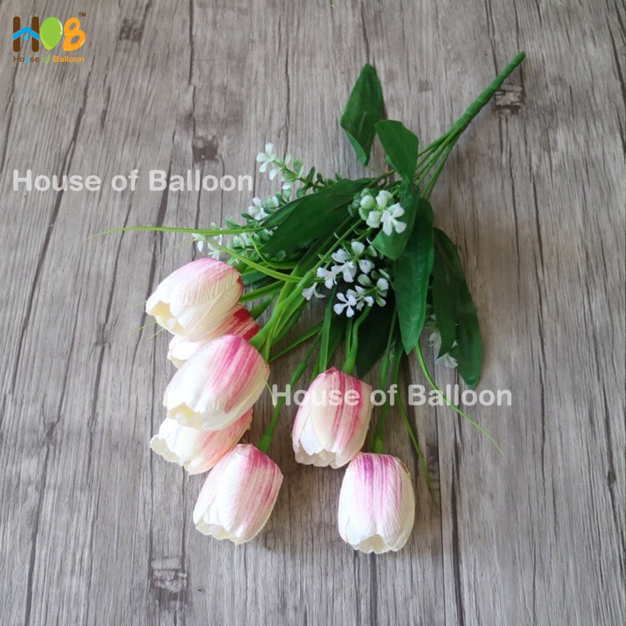 Bunga Artificial Tulip Plastik Artificial Flower Dekorasi 1 Tangkai 7 Kuntum
