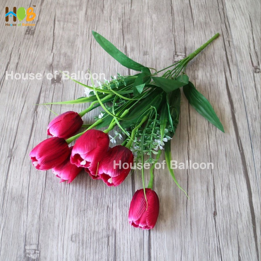Bunga Artificial Tulip Plastik Artificial Flower Dekorasi 1 Tangkai 7 Kuntum
