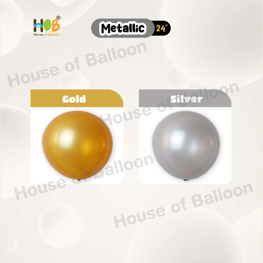 Balon Latex Premium Tebal 24 Inch Metalik