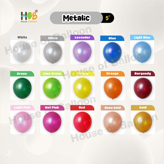 Balon Latex Premium Tebal 5 Inch Metalik