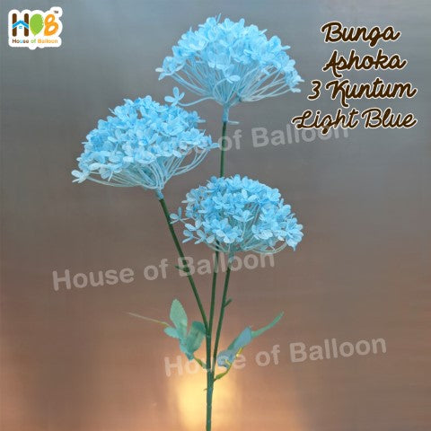 Bunga Ashoka Plastik Artificial Flower Dekorasi Pom Pom 3 Kuntum