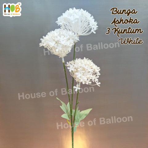 Bunga Ashoka Plastik Artificial Flower Dekorasi Pom Pom 3 Kuntum
